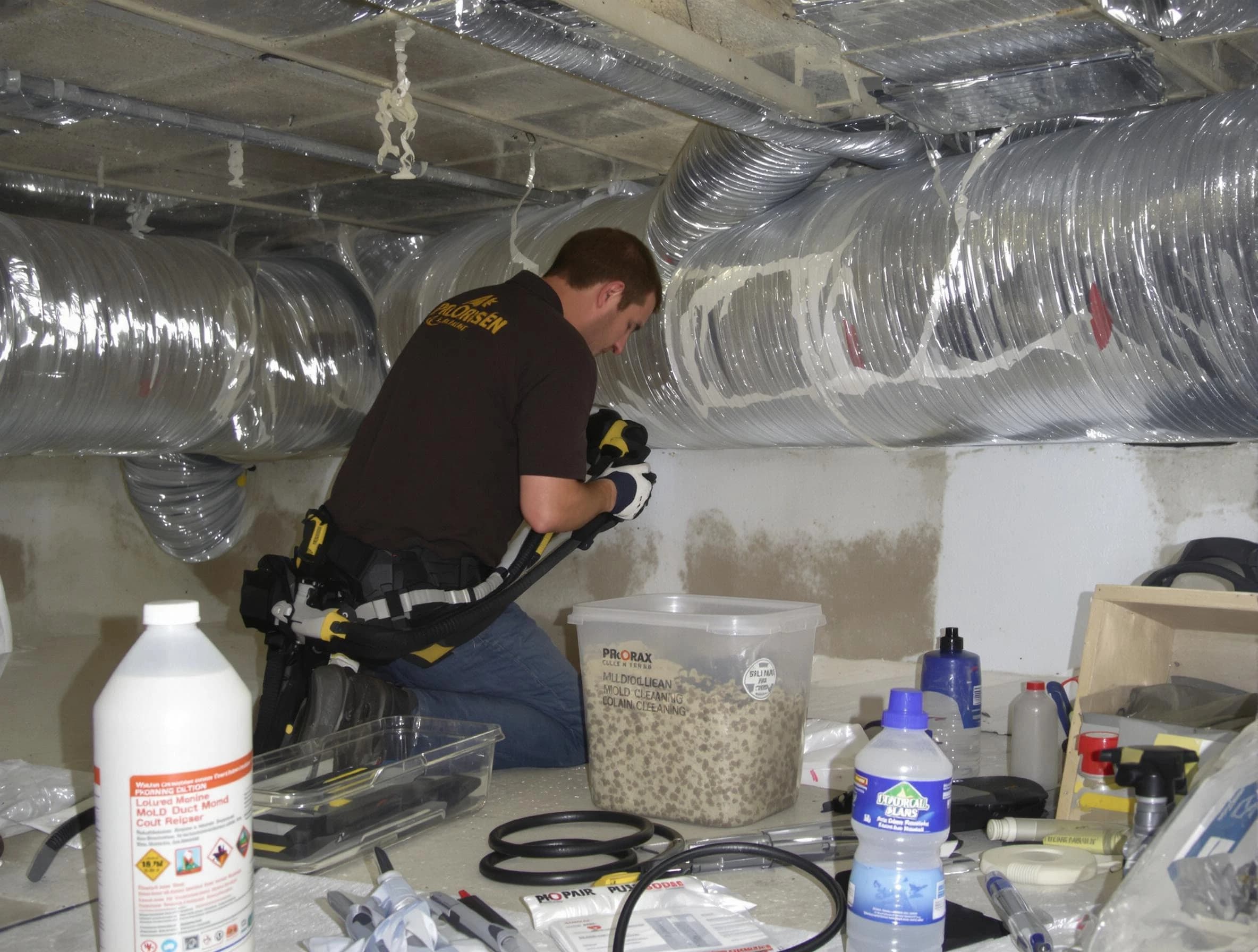 Snellville Air Duct Cleaning specialist performing professional mold removal from air ducts in Snellville