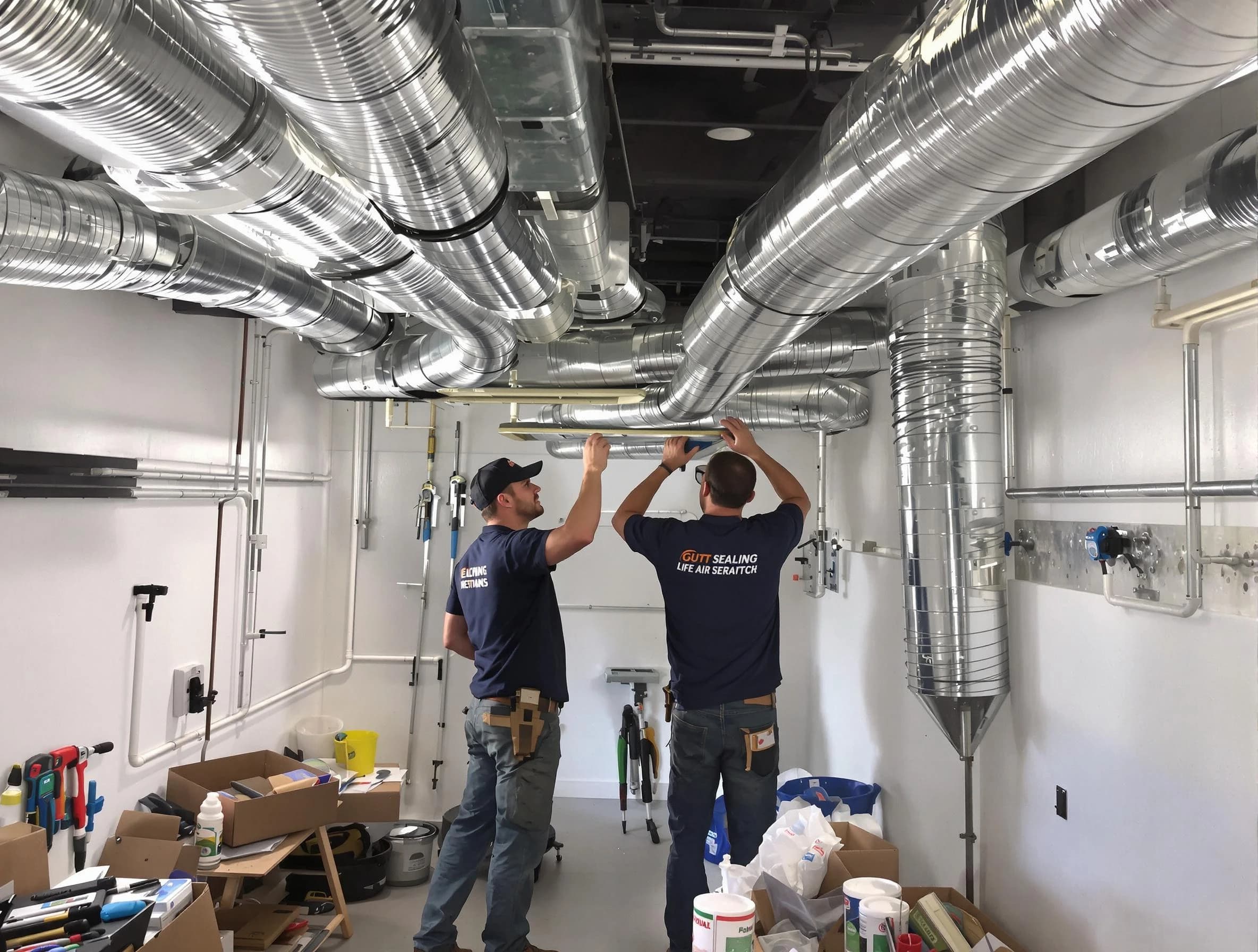 Snellville Air Duct Cleaning technician applying professional duct sealing solutions in Snellville