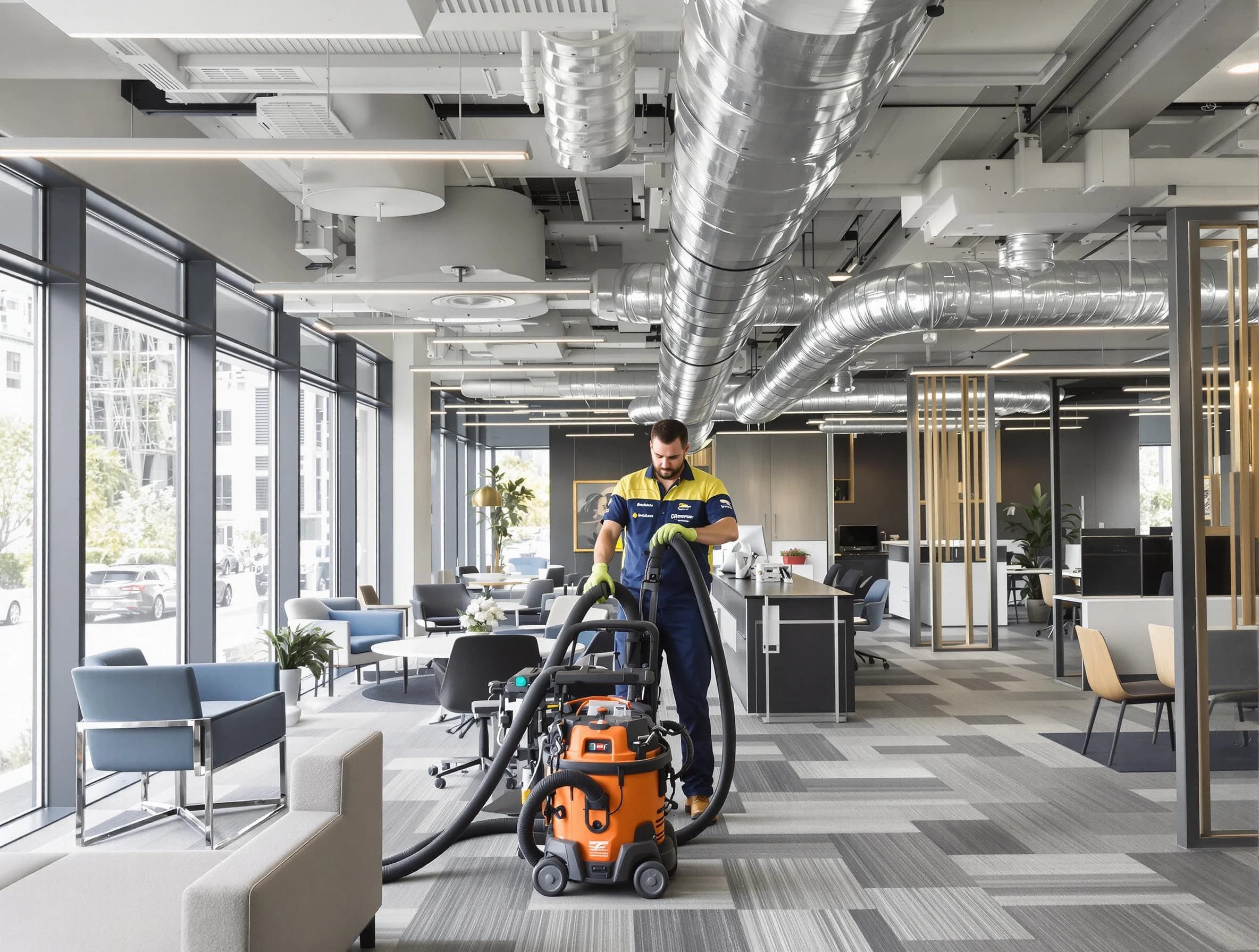 Snellville Air Duct Cleaning team performing thorough commercial duct cleaning at a Snellville business center