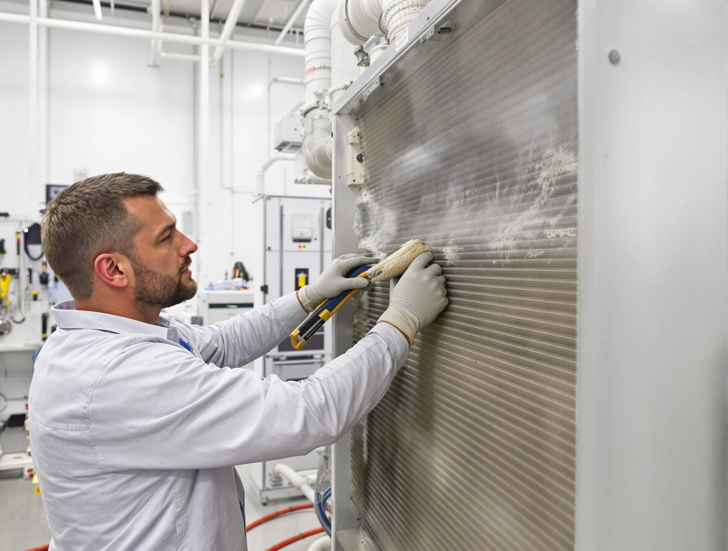 Snellville Air Duct Cleaning technician performing precision commercial coil cleaning at a Snellville business